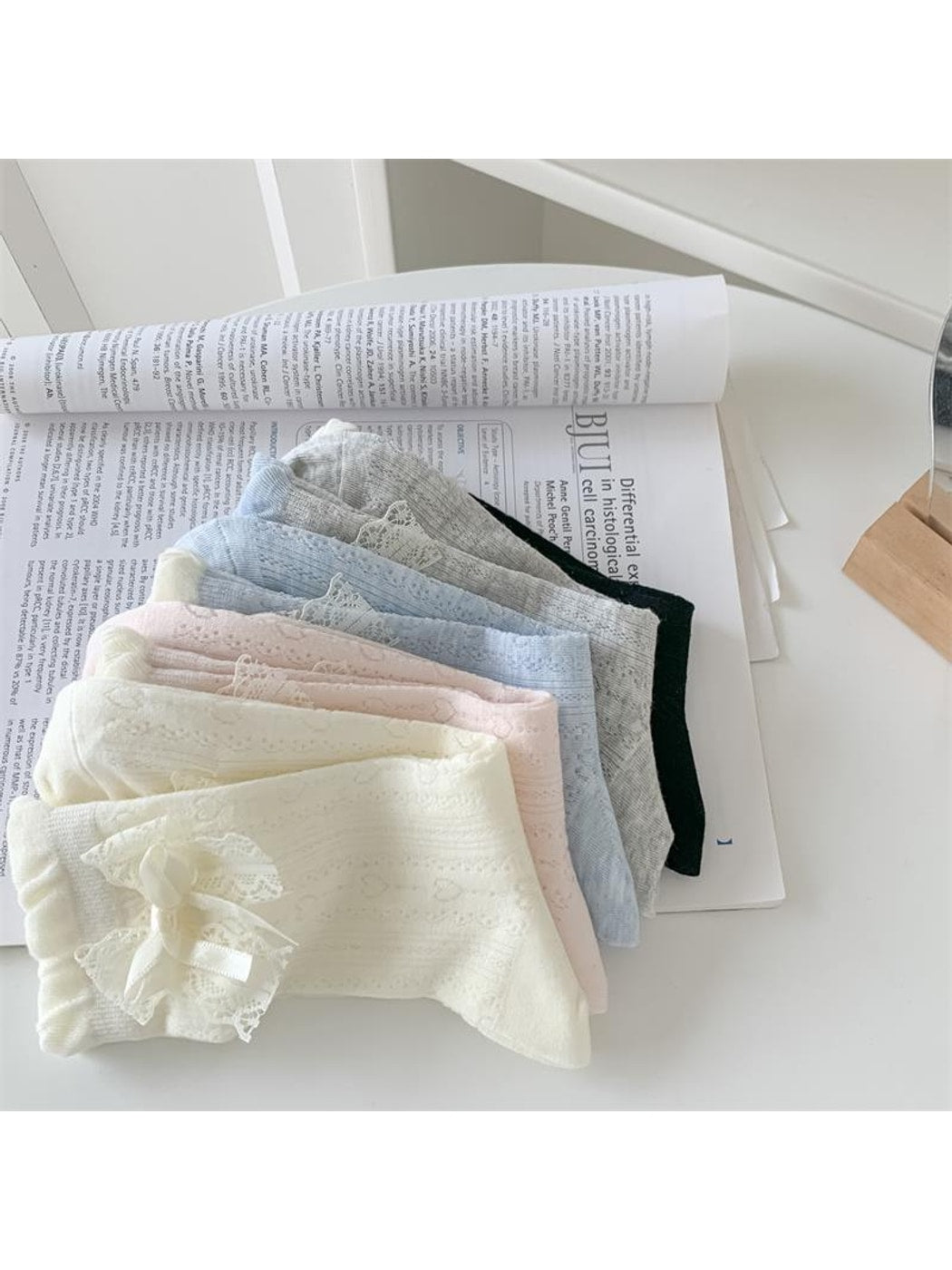 Rufia - Sweet Style Openwork Bow Detail Crew Socks