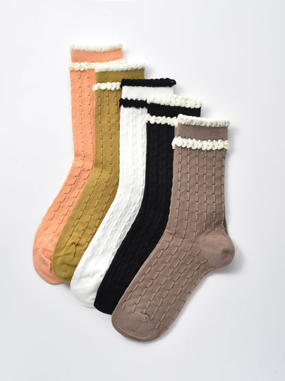Rufia - Ruffle Trim Textured Knit Socks