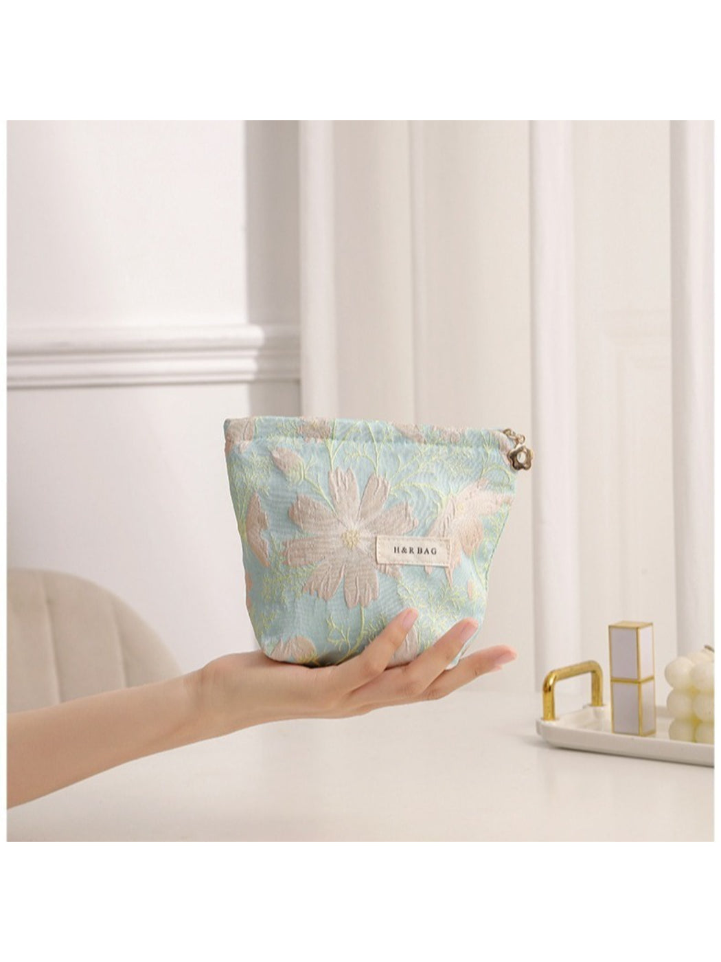 Cosbai - Jacquard Floral Cosmetic Bag