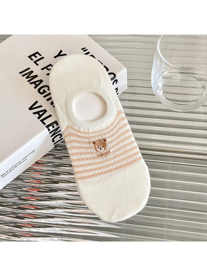 Rufia - Cute Striped Bear Low Ankle Socks