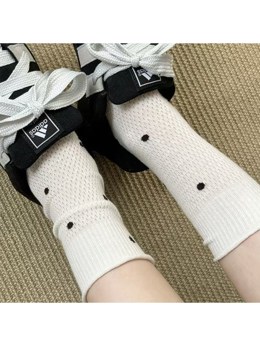 Rufia - Classic Dotted Mesh Knit Crew Socks