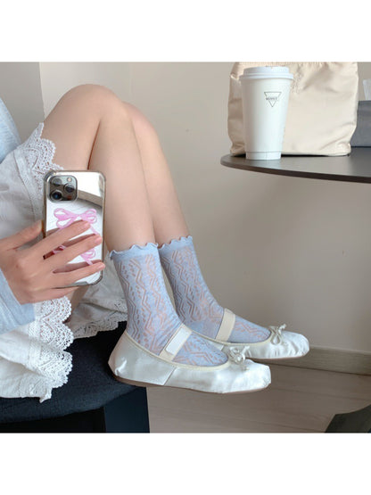 Close-up of the wave pattern texture on Rufia Cozy Wave Pattern Socks