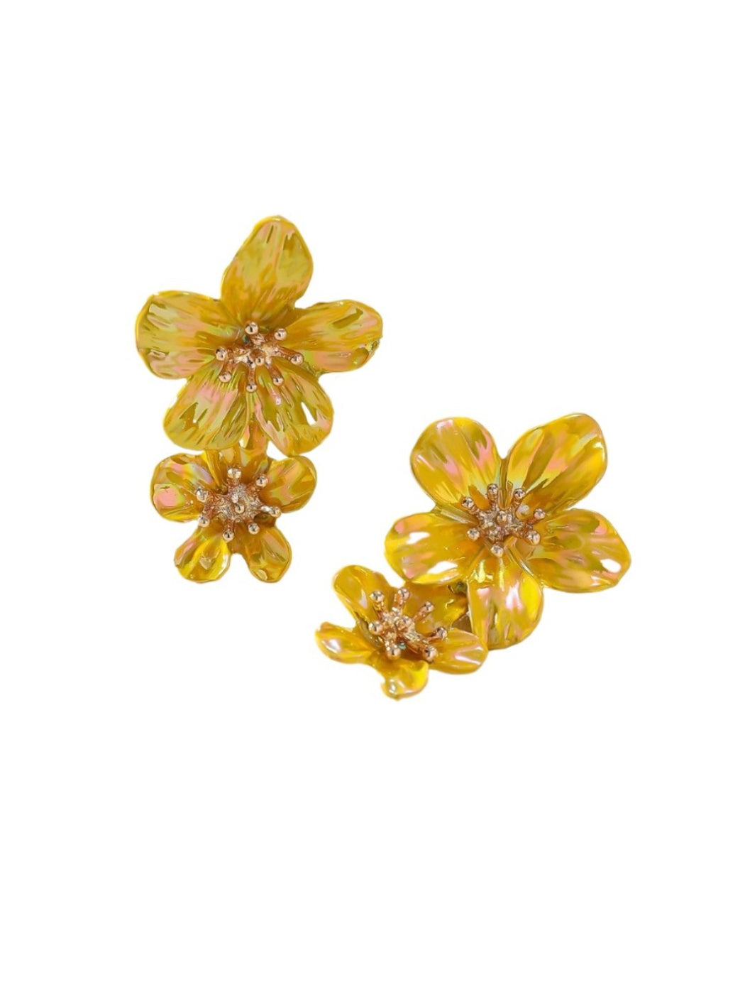 Earwish - Double Layer Flower Ear Studs - Minimalist & Elegant