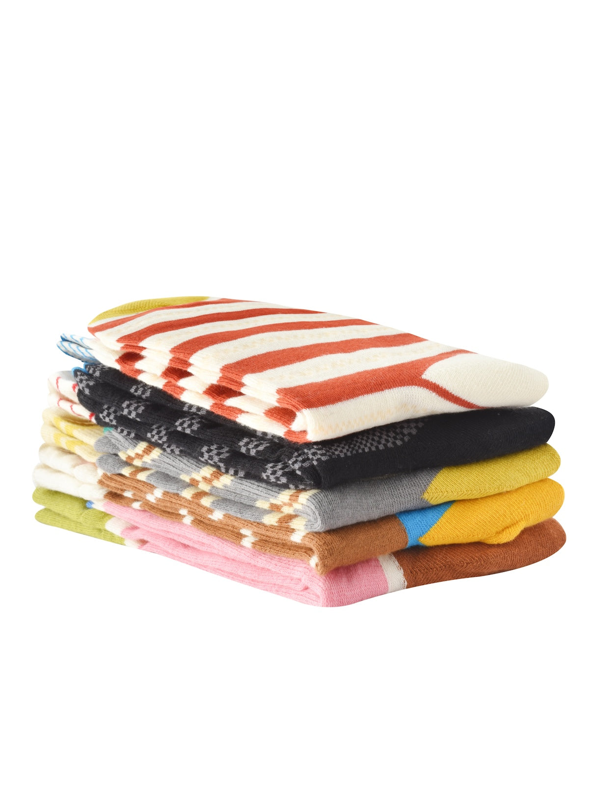 Rufia - Colorful Patchwork Stripe Mid-Calf Socks - Classic & Fresh