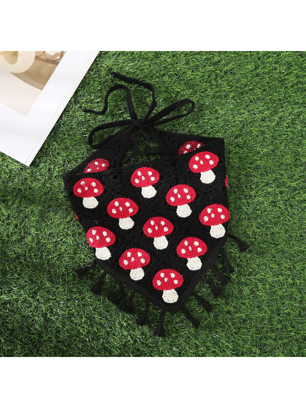 Scarvii - Tassel Trim Mushroom Knit Hairband