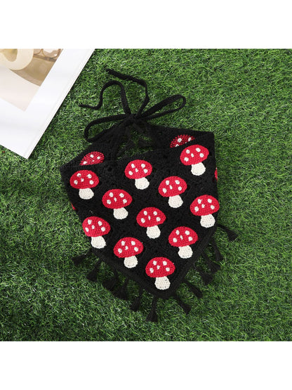 Scarvii - Tassel Trim Mushroom Knit Hairband