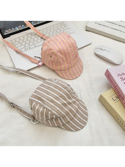 Cosbai – Retro Stripe Hat-Shaped Crossbody Bag