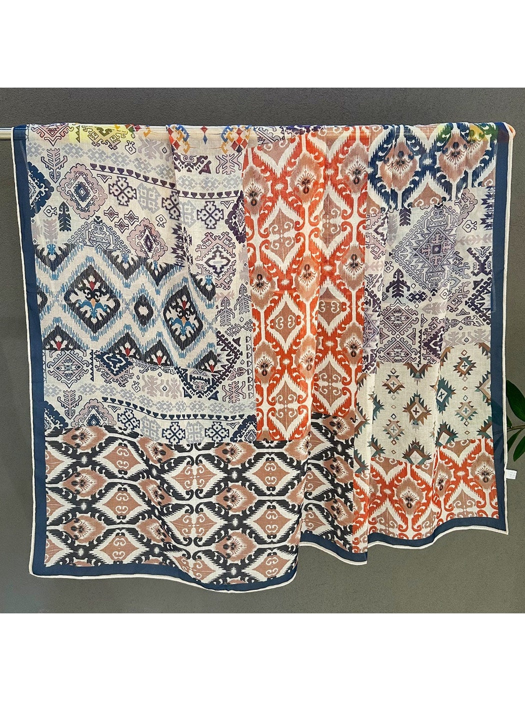 Scarvii - Ethnic Geometric Patchwork Print Square Scarf