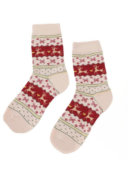 Rufia - Christmas Reindeer Snowflake Mid-Calf Socks - 5 Options