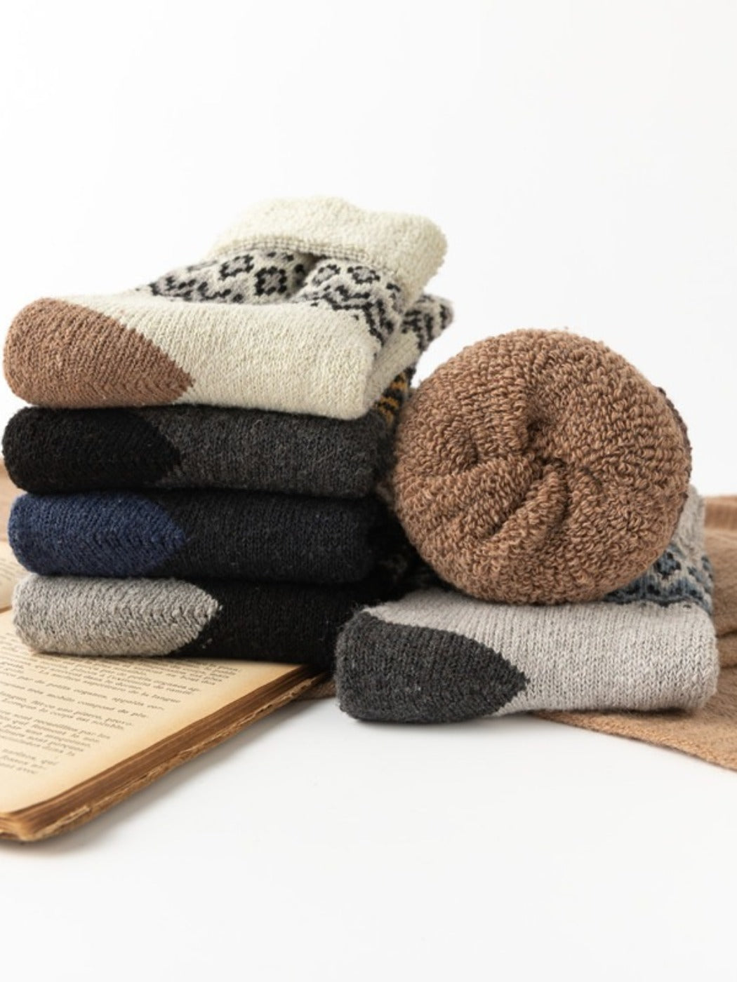 Rufia - Classic Men’s Retro Thick Winter Socks - 5 Pairs/Pack
