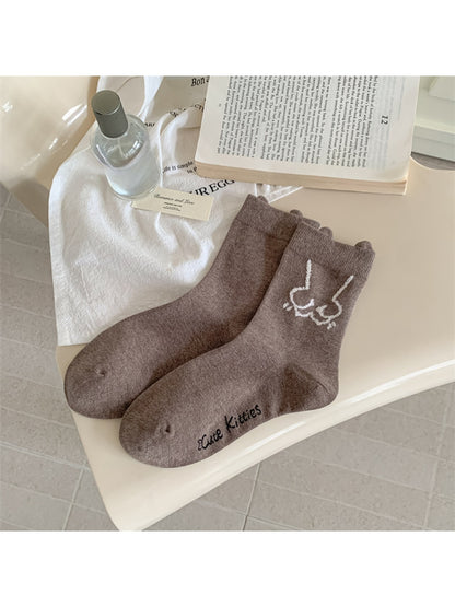 Rufia - Playful Paw Print Crew Socks
