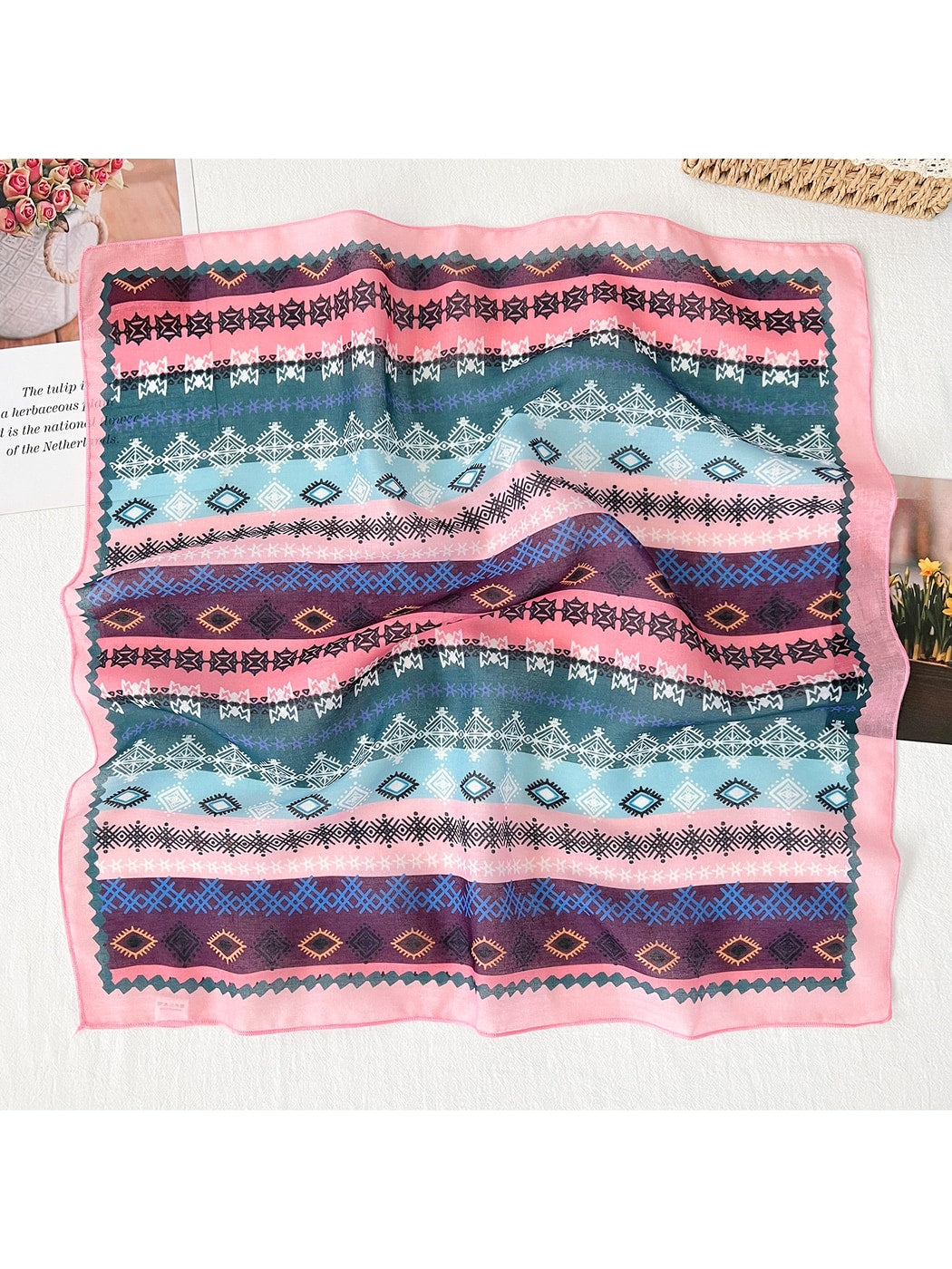 Scarvii - Geometric Print Decorative Square Scarf