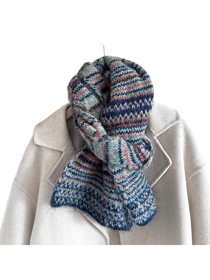 Scarvii - Fair Isle Stripe Textured Knit Scarf