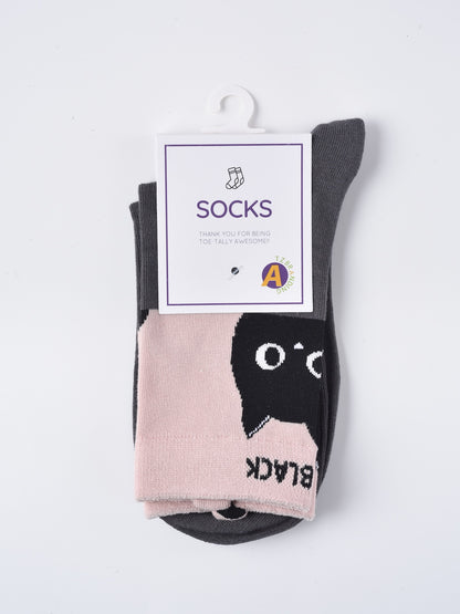 Rufia - Cute Cartoon Cat Mid-Calf Socks