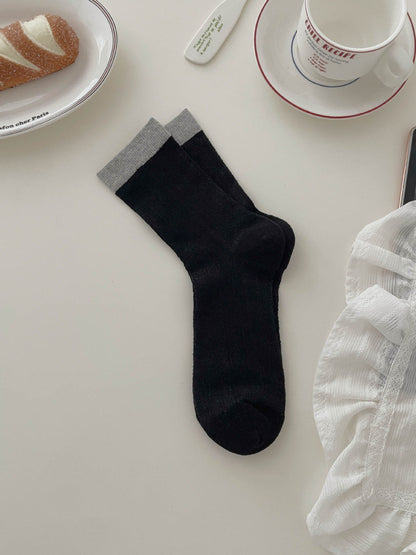 Rufia soft tone contrast ribbed socks arranged to display color and texture