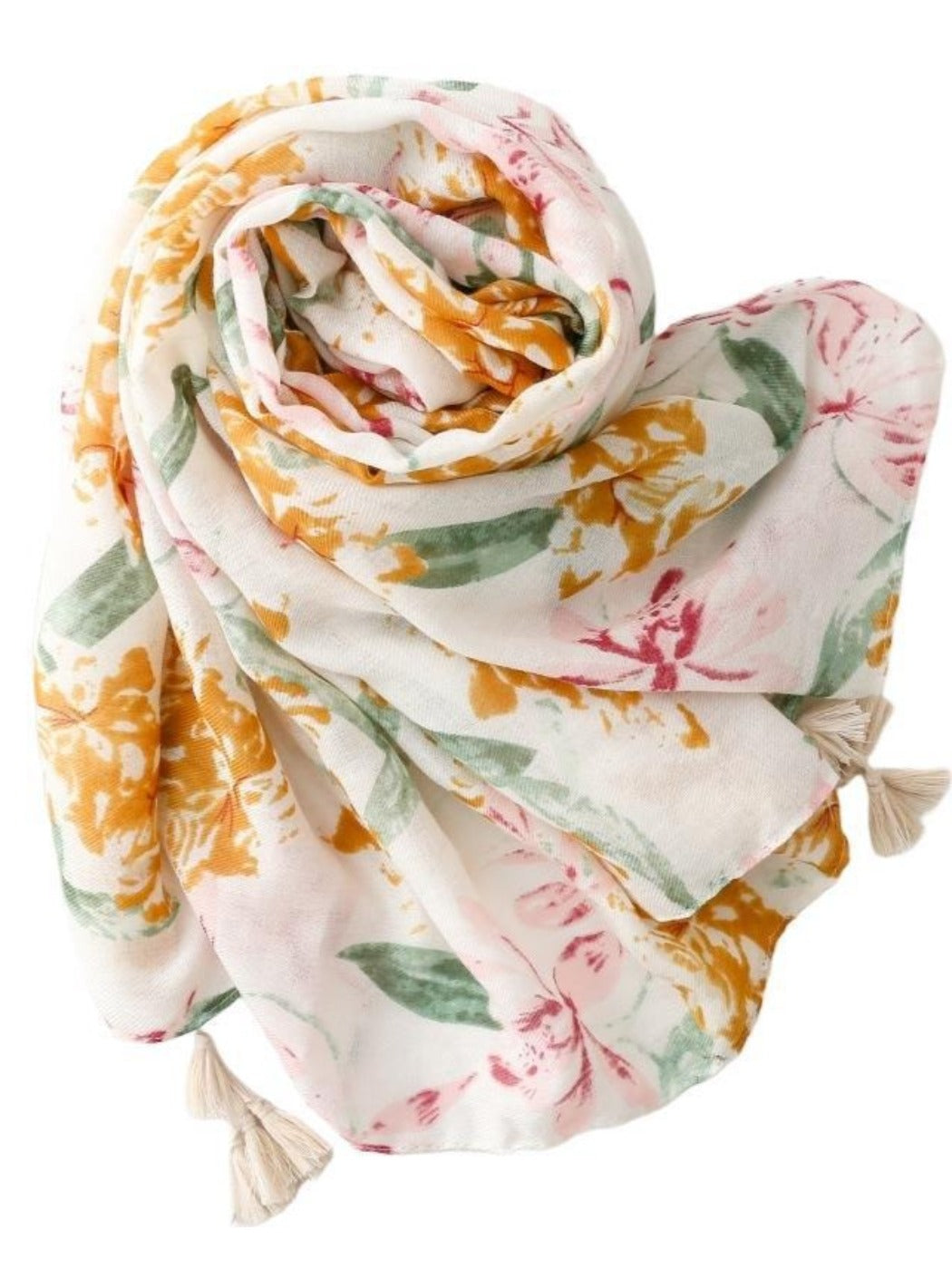 Scarvii - Elegant Scarf with Floral Leaf Print
