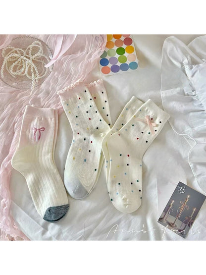Rufia - Pastel Polka Dot Crew Socks