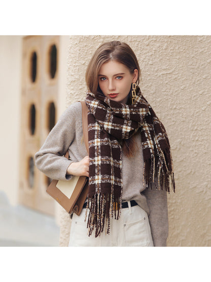 Scarvii - Classic Windowpane Plaid Fringe Scarf