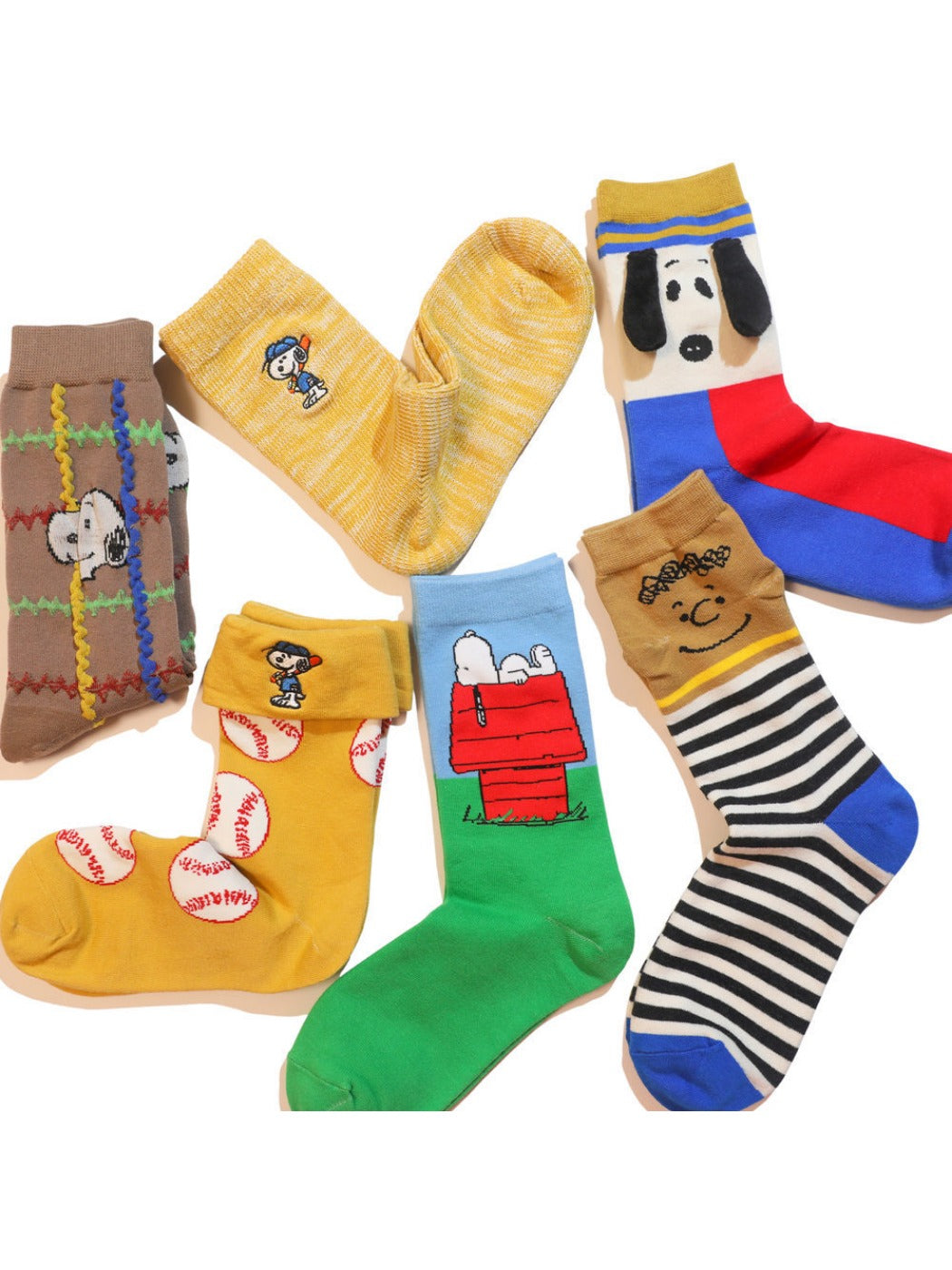 Rufia - Cute puppy pattern cuffed embroidered socks