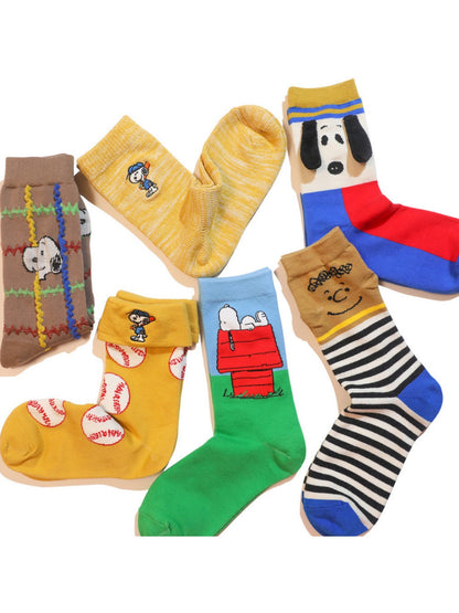 Rufia - Cute puppy pattern cuffed embroidered socks