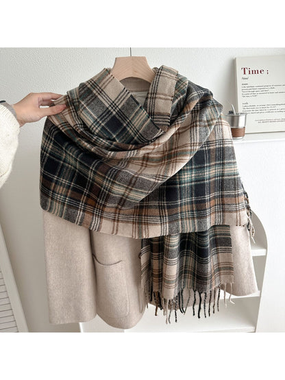 Scarvii - Classic Multicolor Plaid Fringed Winter Scarf