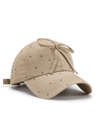Haila - Round Crown Bow Accent Baseball Cap