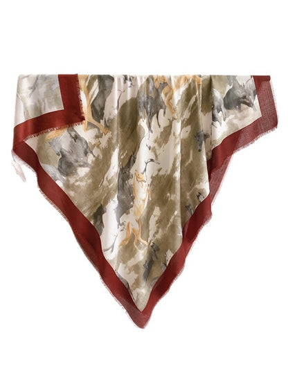 Scarvii - Watercolour Print Border Square Scarf