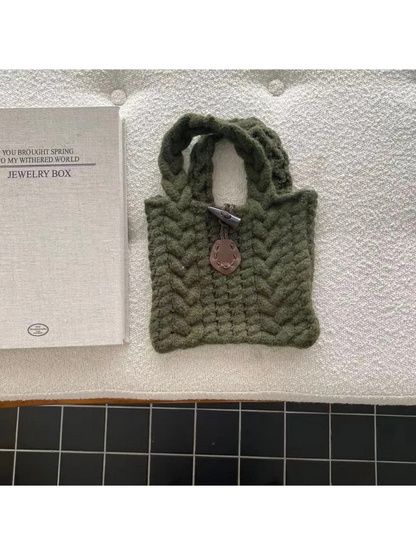 Cosbai - Chunky Textured Knit Mini Tote Bag