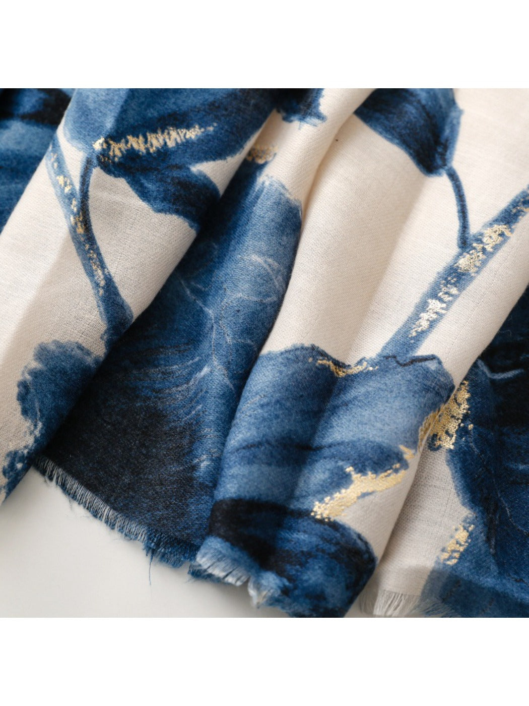 Scarvii - Gold Foil Scarf & Shawl with Lotus Pattern
