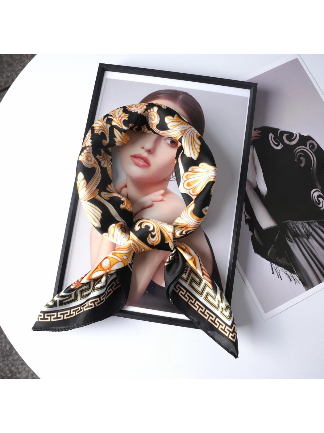 Scarvii - Greek Key Border Baroque Square Scarf