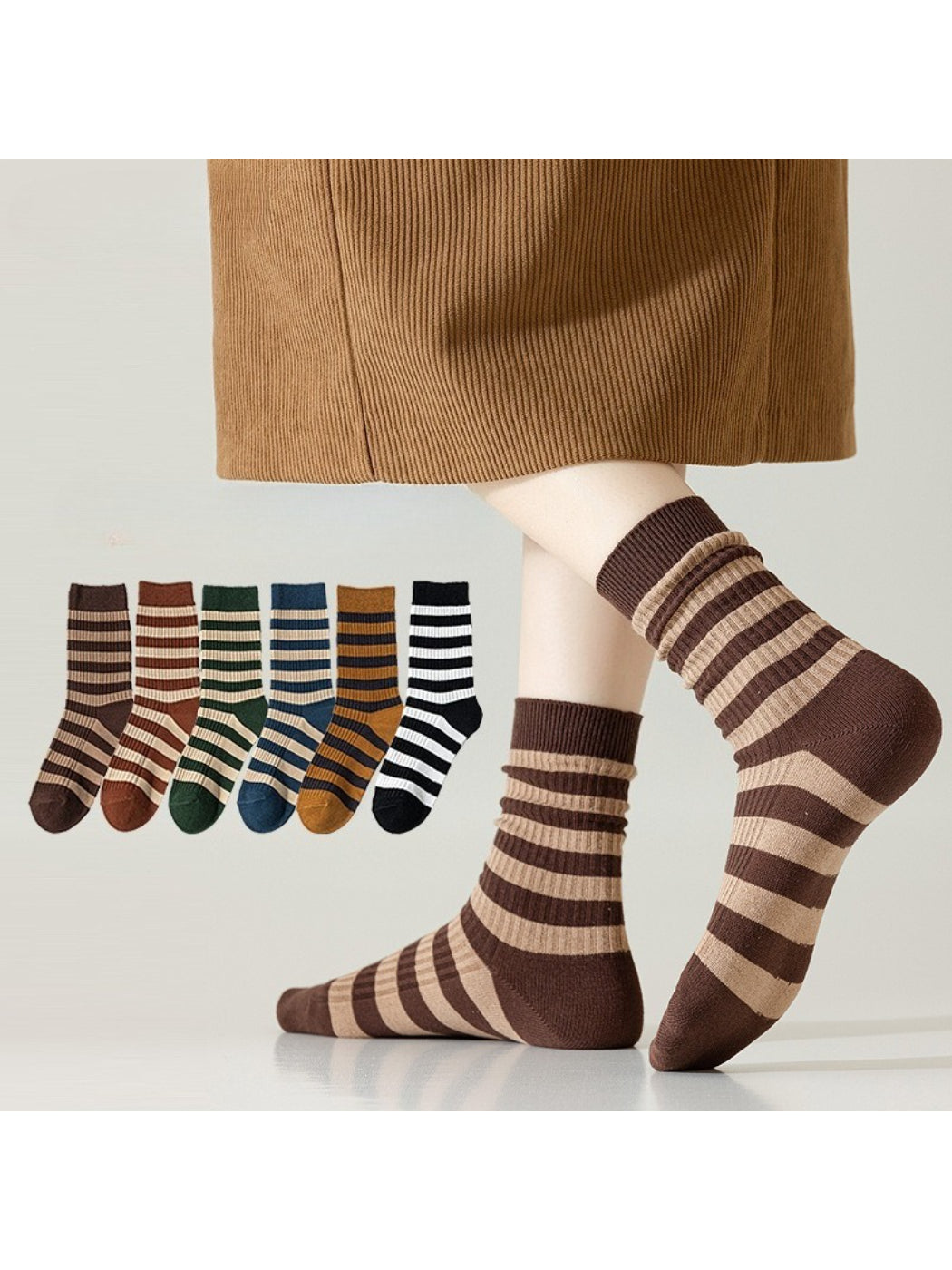 Rufia - Cozy Ribbed Stripe Crew Socks product image 1