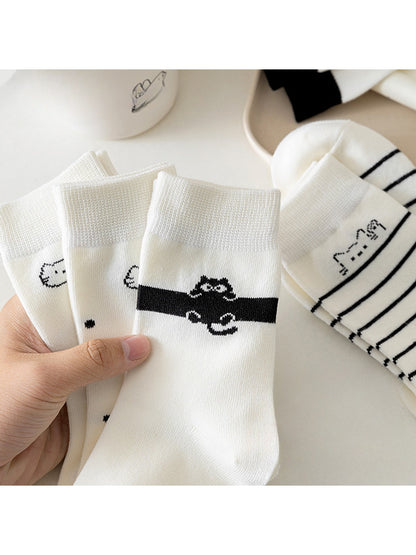 Rufia - Playful Cartoon Cat Theme Crew Socks