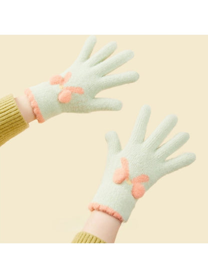 Gloving – Color-Block Gloves with Pompom