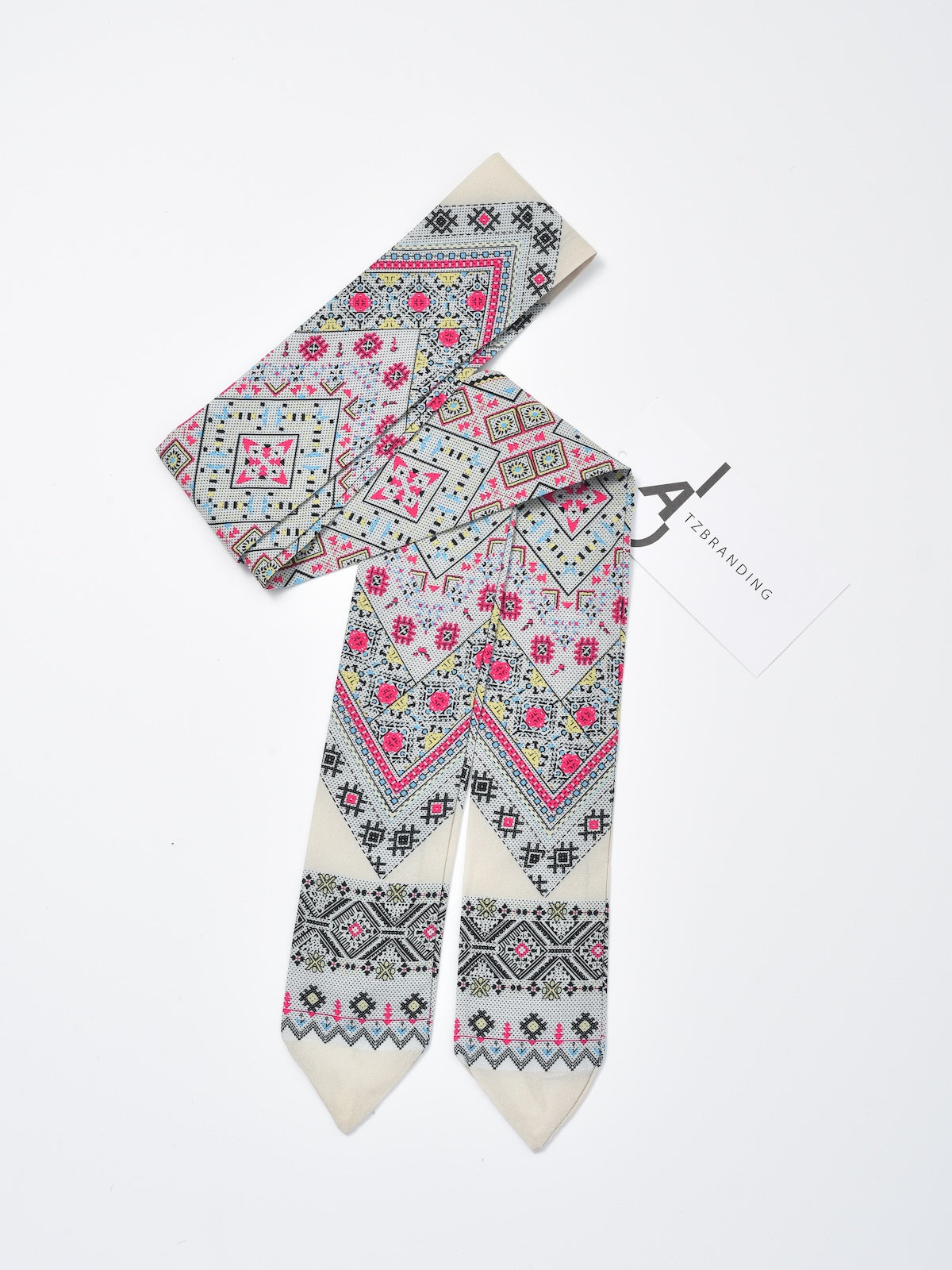 Scarvii - Bold Contrast Pattern Skinny Scarf