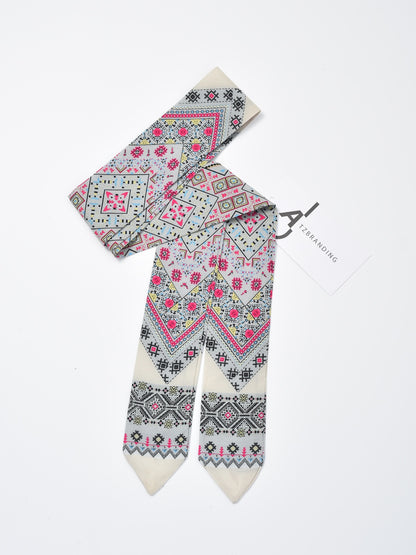 Scarvii - Bold Contrast Pattern Skinny Scarf