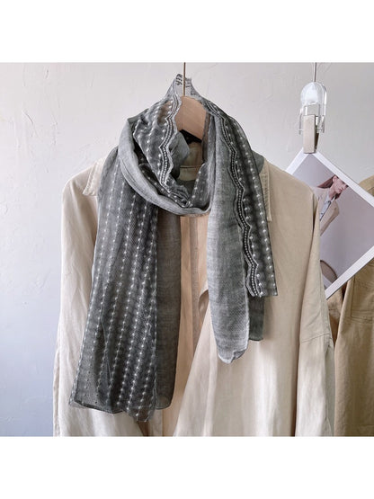 Scarvii - Textured Embroidery Long Fashion Scarf