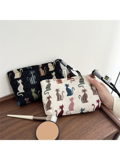 Cosbai mini makeup bag with cat print displayed on a white surface