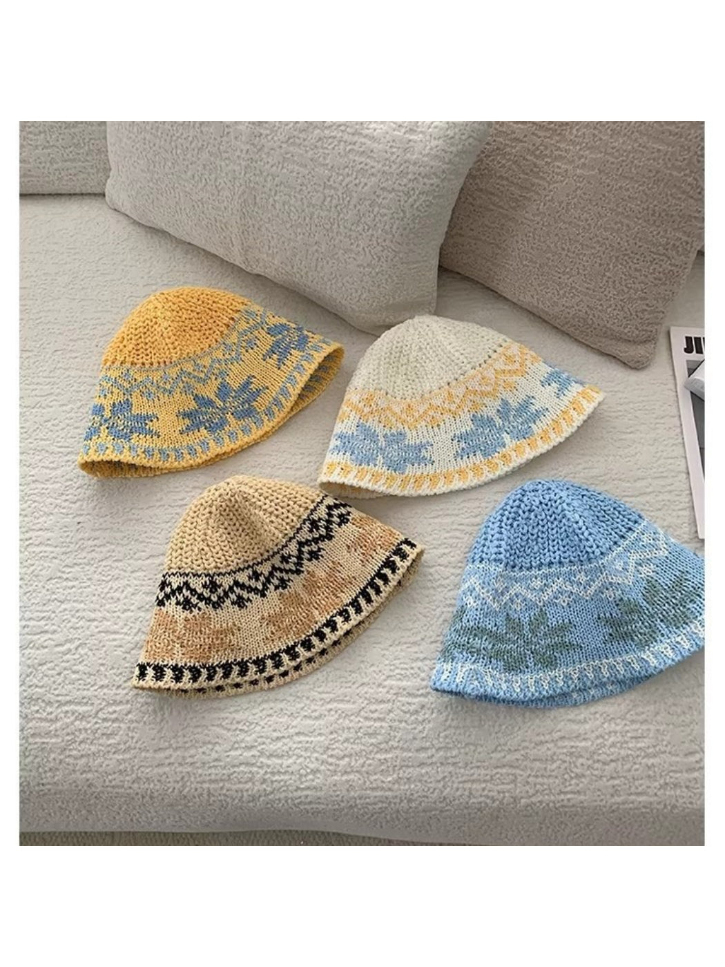 Haila - Floral Pattern Knit Bucket Hat