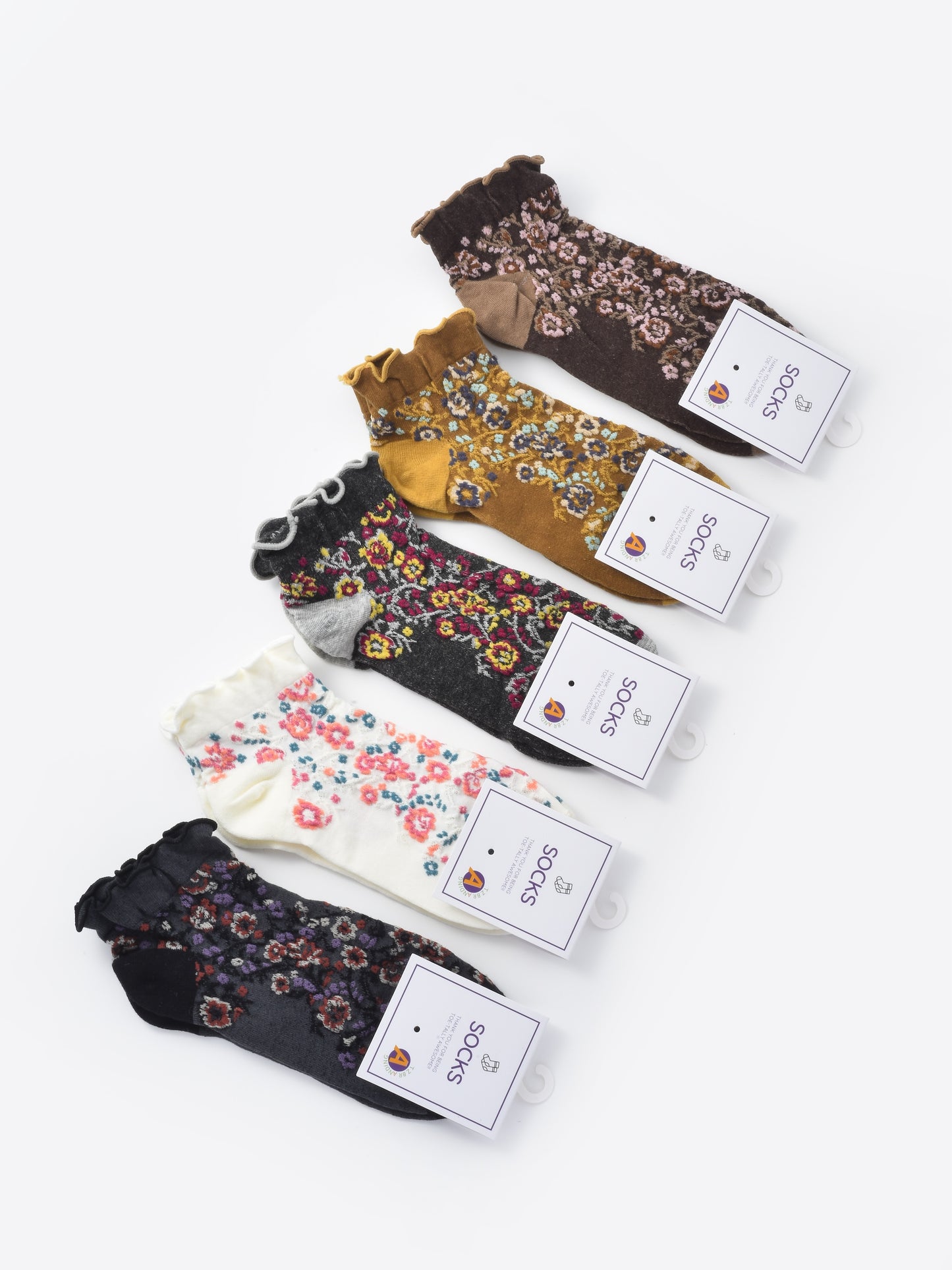 Rufia - Vintage Floral Ruffle Crew Socks
