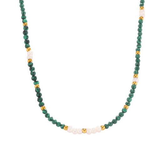 Bauai - Forest Green Minimalist Bead Necklace - Elegant & Delicate
