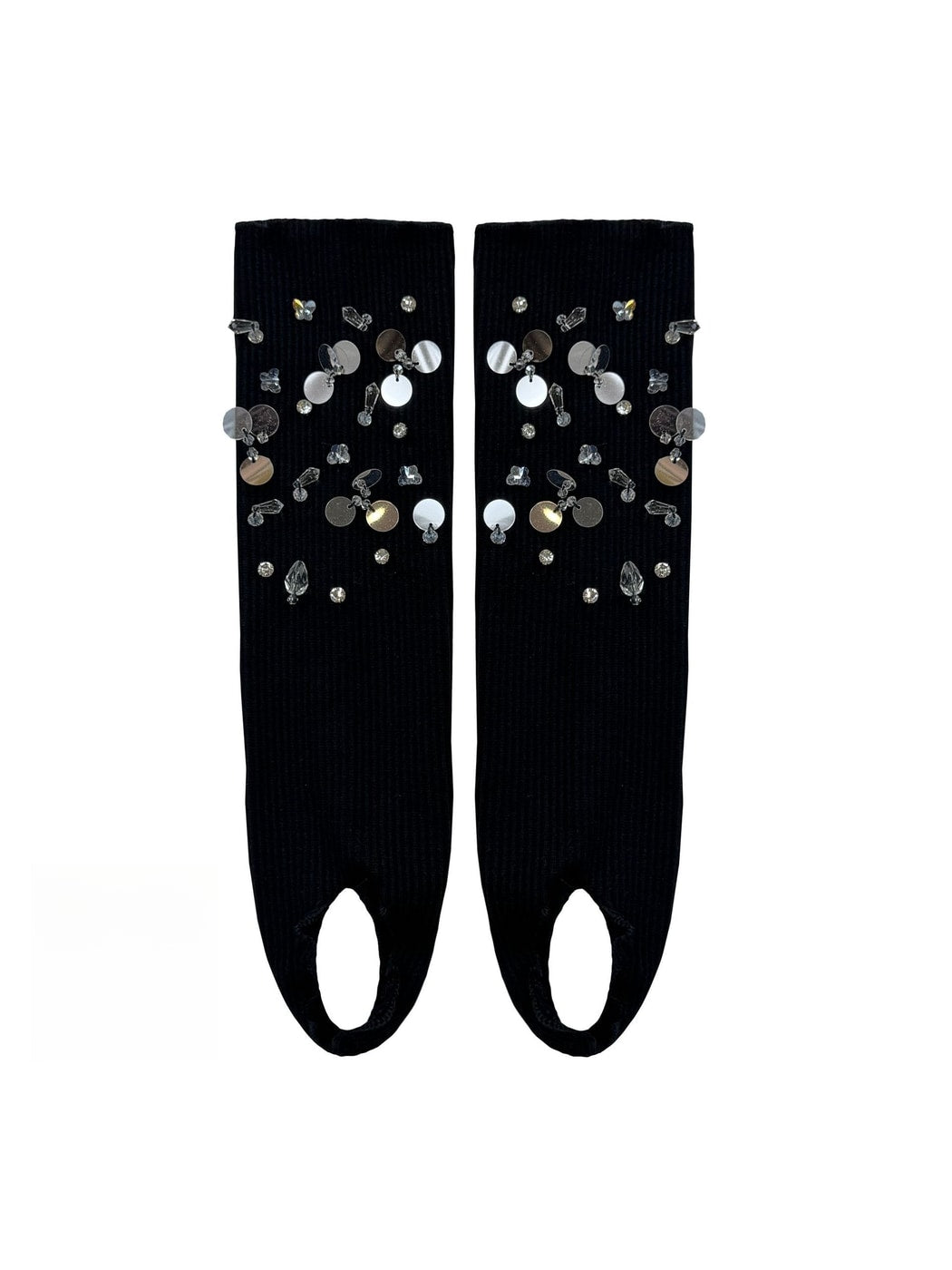 Cozyra - Sequin and Bead Ribbed Stirrup Leg Warmers