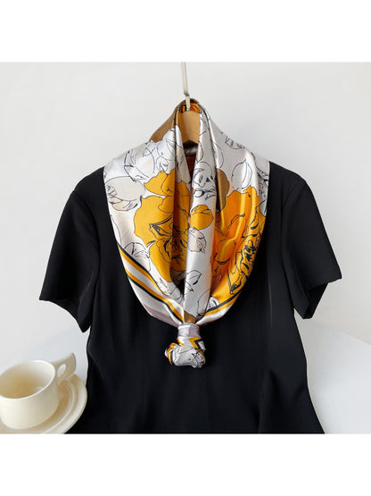 Scarvii - Retro Bloom Color Block Square Scarf