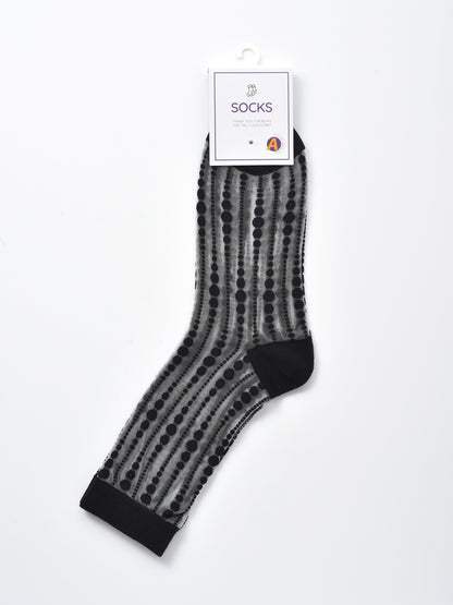 Rufia - Polka Dot & Striped Sheer Crew Socks