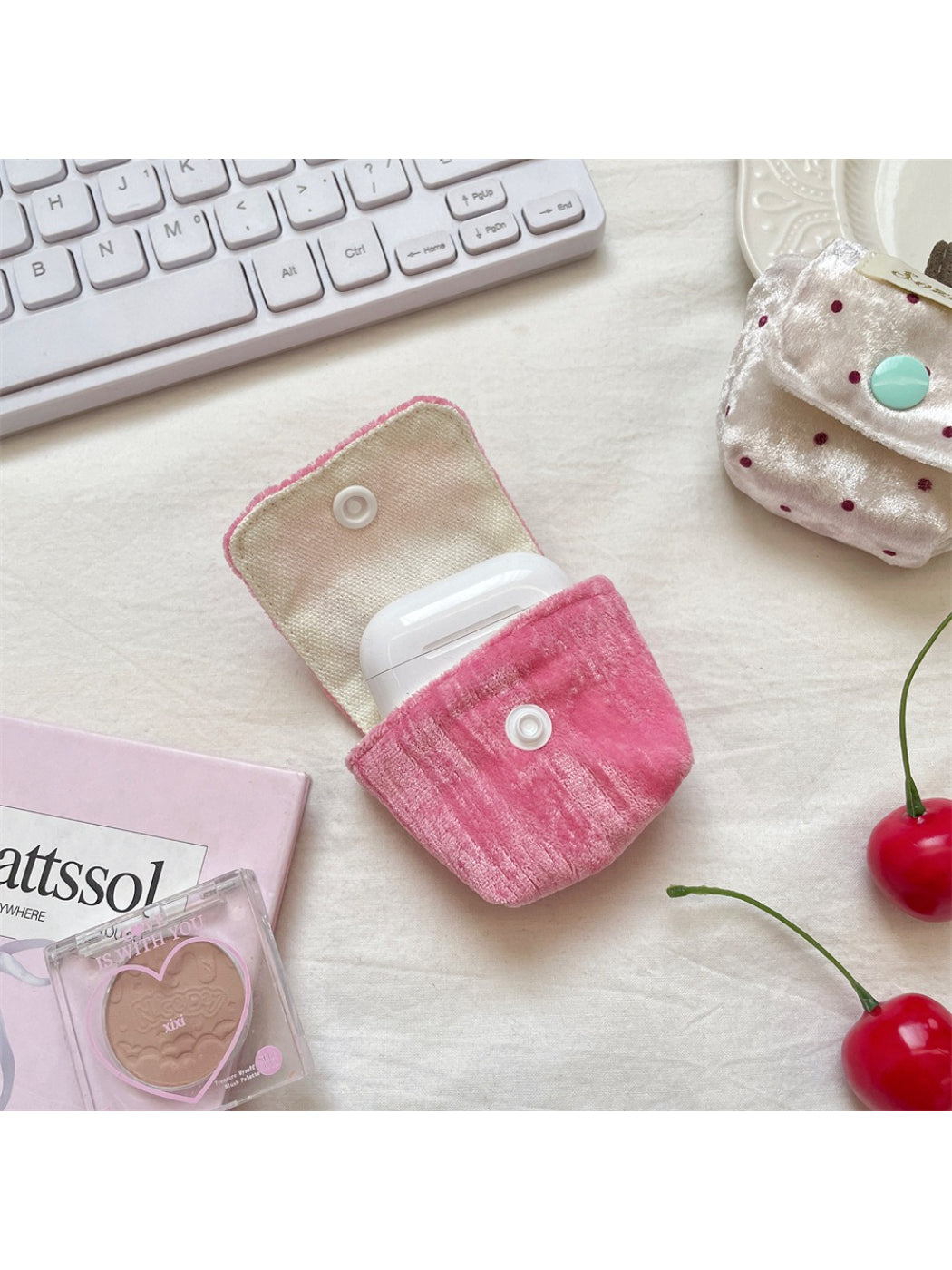 Cosbai plush mini earbuds pouch bag with a soft plush texture close-up