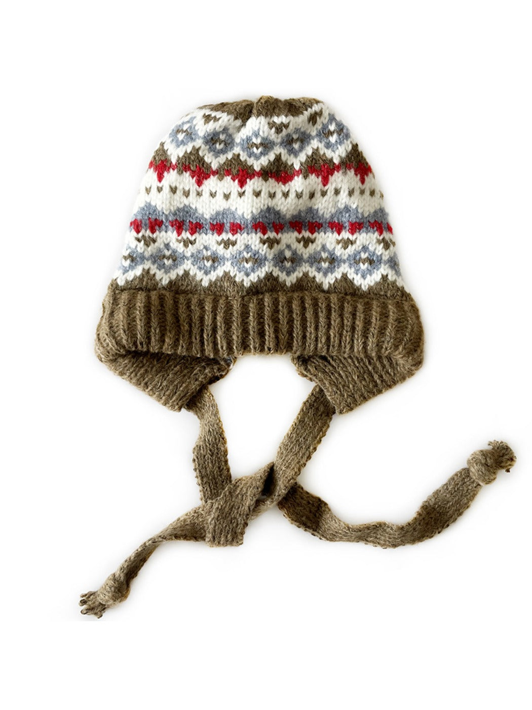 Haila - Bohemian Knitted Beanie with Earflaps & Tasseled Ties