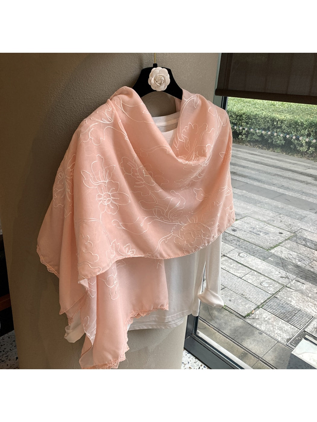 Scarvii - Outline Floral Long Layering Wrap Scarf