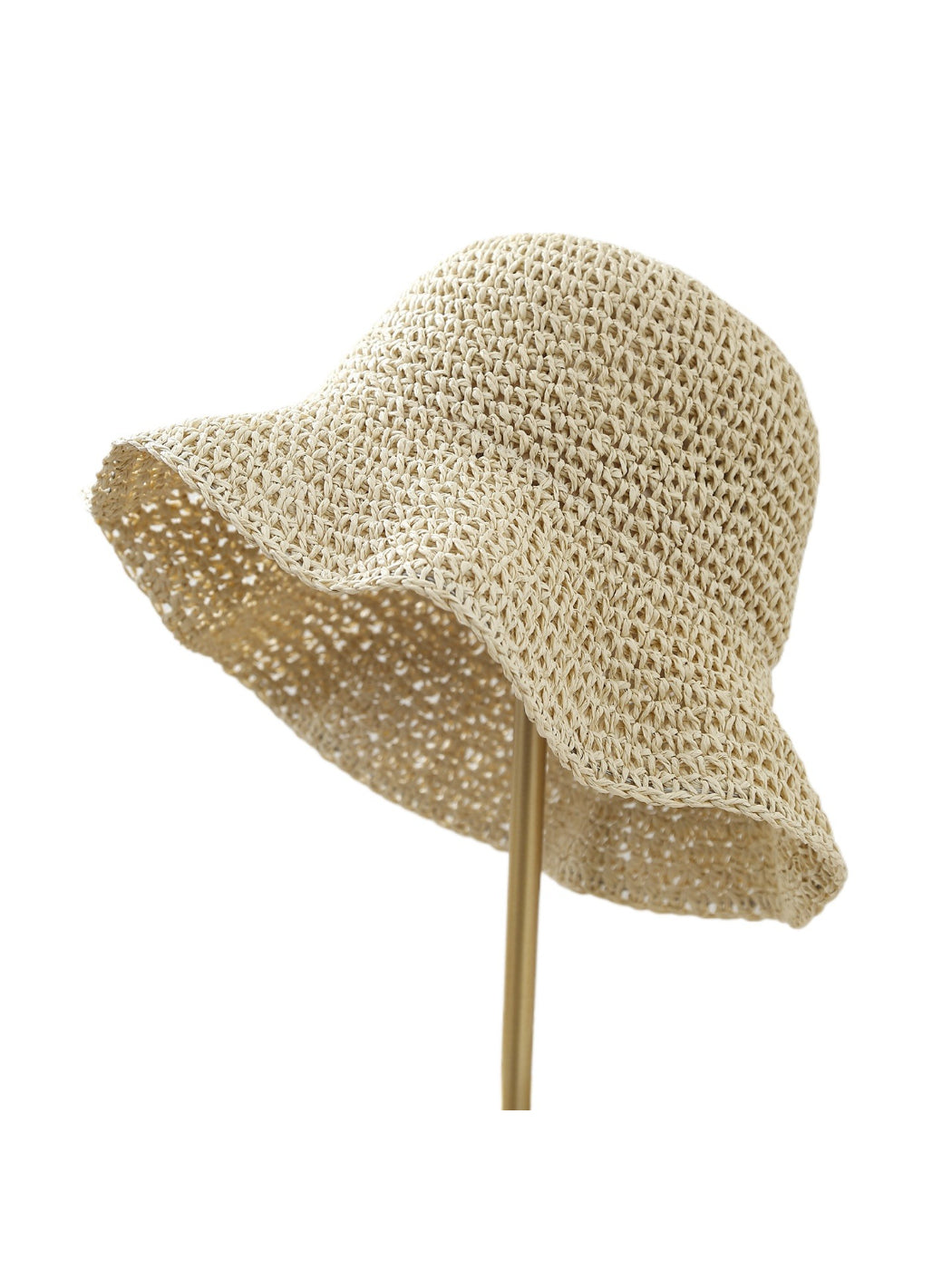 Top view of Haila classic crochet bucket hat highlighting round crown