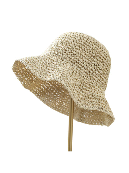 Top view of Haila classic crochet bucket hat highlighting round crown