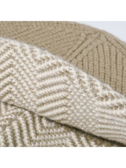 Haila - Herringbone Cuff Textured Knit Beanie
