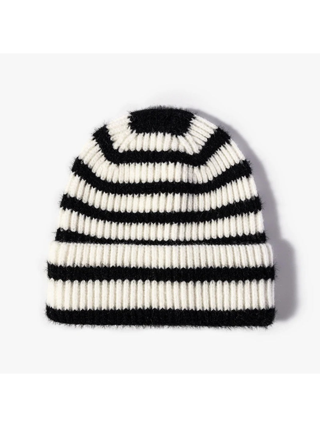 Haila - Striped Roll-Edge Knit Beanie